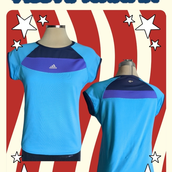 Adidas Climate. Blue and Purple Sport Top Size L - Picture 10 of 16